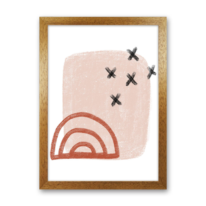 Dalia Chalk Red Rainbow by Pixy Paper - Print, 42cm H x 29.7cm W x 3cm D, Oak Framed