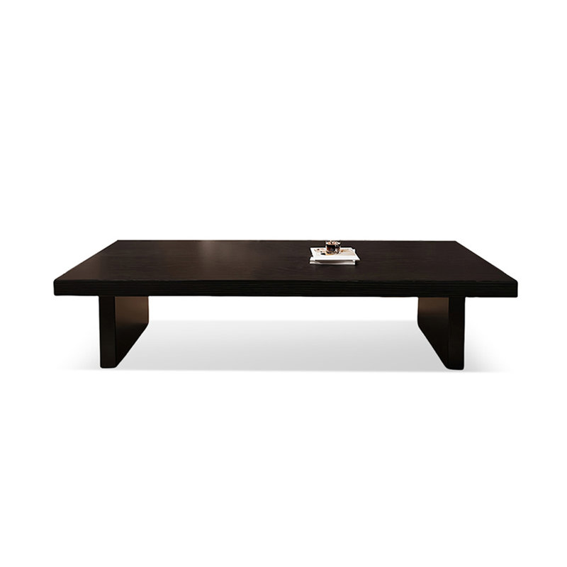 Black Solid Wood Rectangular Coffee Table, 12.99" H x 55.12" L x 31.5" W