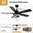 52" Modern Chandelier Ceiling Fan with Lights, DIY Shape DC Motor Reversible Black Ceiling Fan with Remote for Bedroom-1641447089