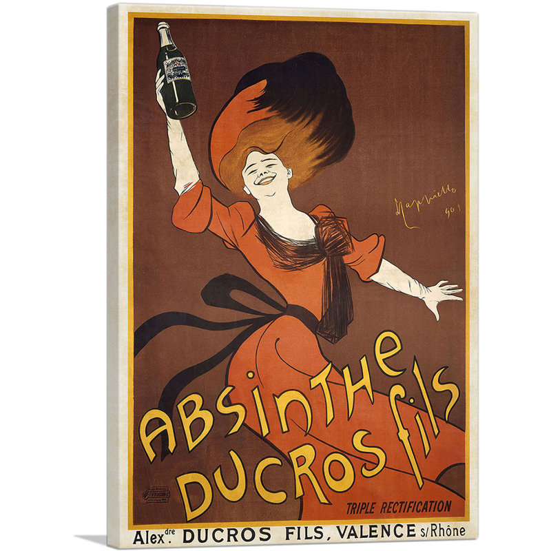 «Absinthe ducros fils» par Leonetto Cappiello - reproduction d'art sur toile tendue, H 18 po x l 12 po x P 1,5 po
