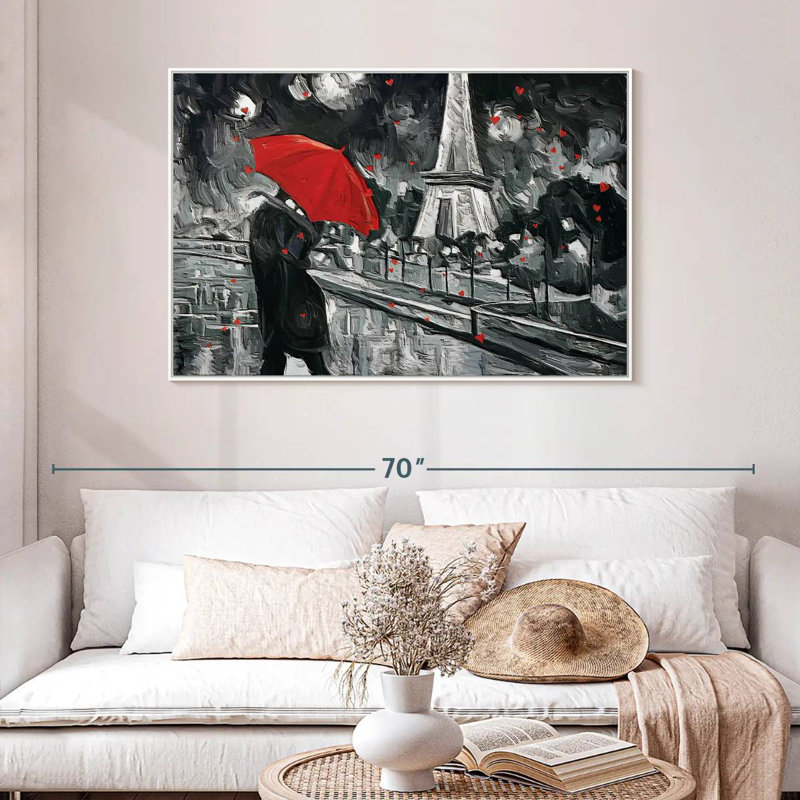 Paris Night Couple Pop, 46 po x 31 po, Cadre flottant blanc