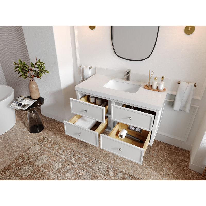 Dinaso 42'' Single Bathroom Vanity with Quartz Top