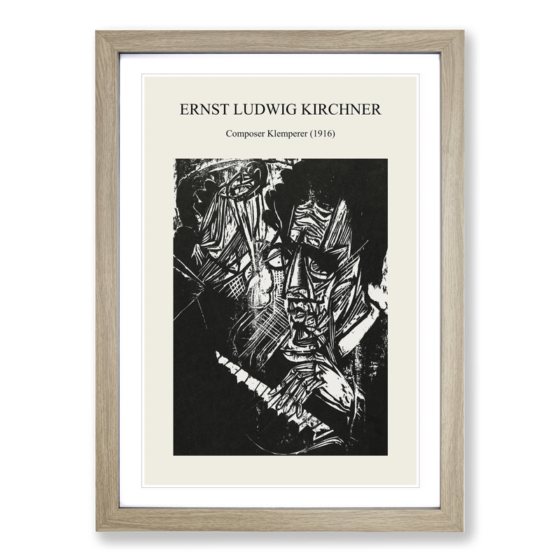 Composer Klemperer by Ernst Ludwig Kirchner - Single Picture Frame Print on MDF, 48cm H x 36cm W x 2cm D, Oak