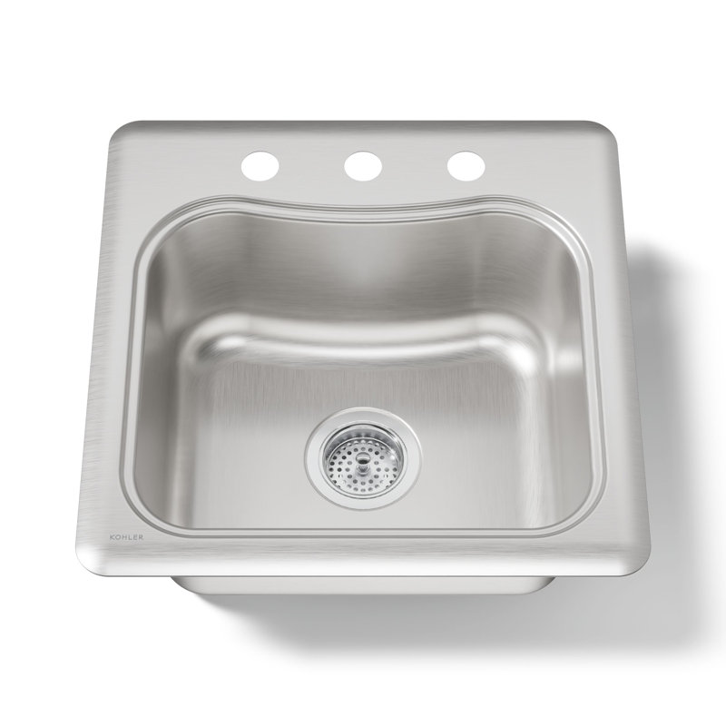 Staccato Top-Mount Single-Bowl Bar Sink with Faucet Holes, 3 holes