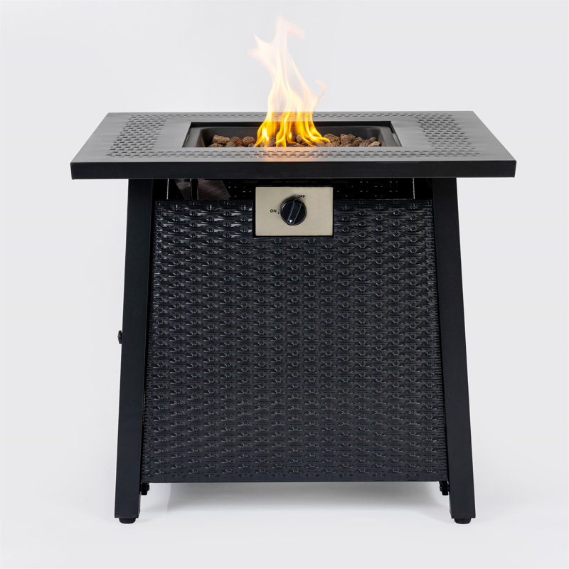 28-Inch Iron Square Propane Fire Pit Table