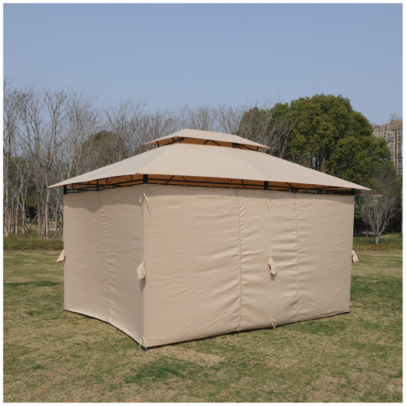 13X10 Outdoor Patio Gazebo Canopy Tent With Ventilated Double Roof And Mosquito Net(Detachable Mesh Screen On All Sides),Suitable For Lawn, Garden, Backyard And Deck
