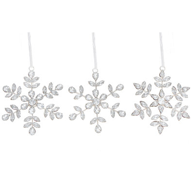 Ornement en forme de flocon de neige perlé (ensemble de 3 pièces)