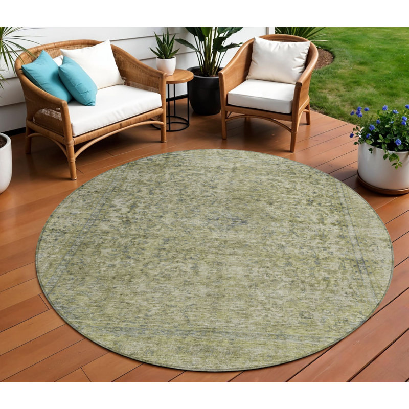 Tapis rond 8 po Sage And Beige