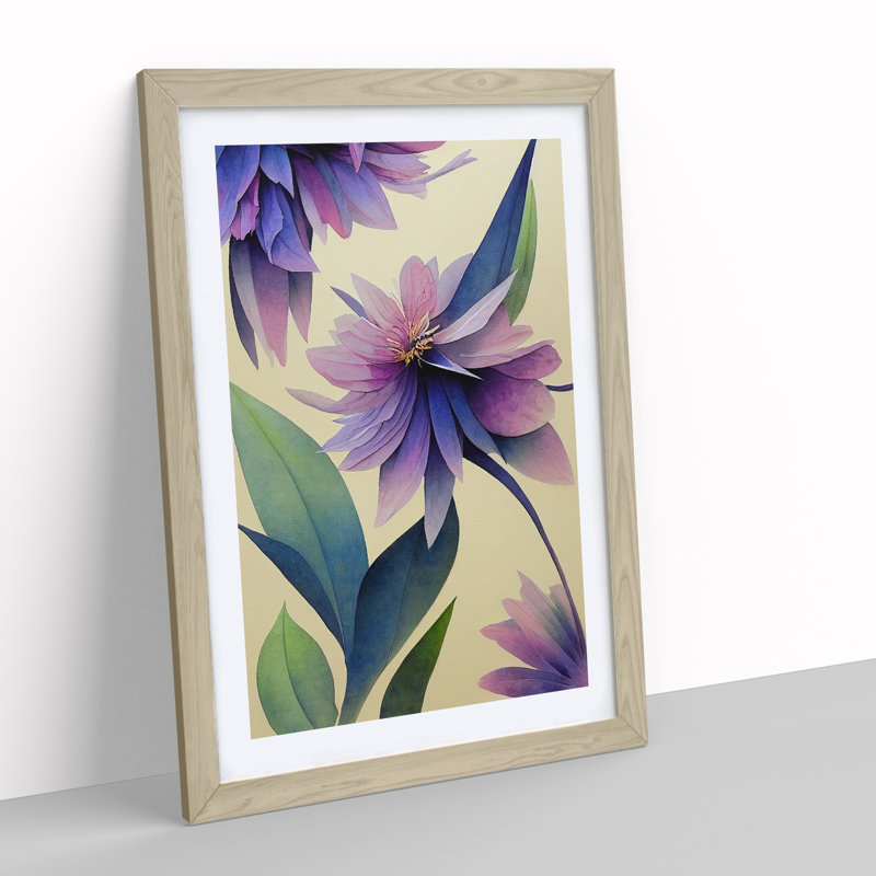 Beautiful Watercolour Flowers No.2 - Wall Art, 66cm H x 48cm W x 2cm D, Oak Framed, White