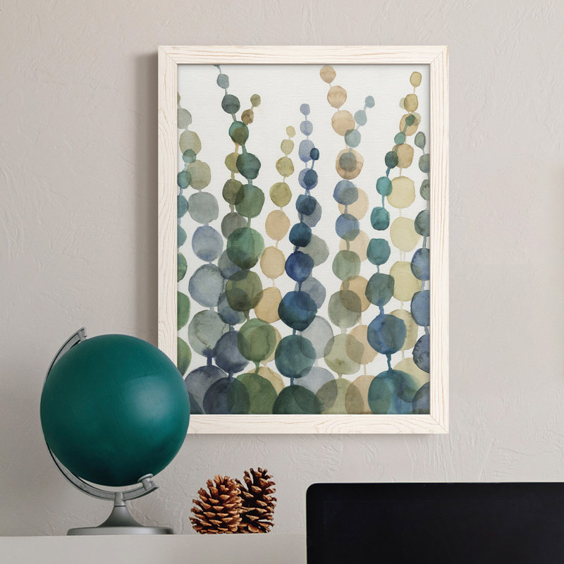 «Pompom Botanical I», toile encadrée de qualité supérieure - prête à être accrochée, H 44 po x l 31 po x P 1 po, Blanc