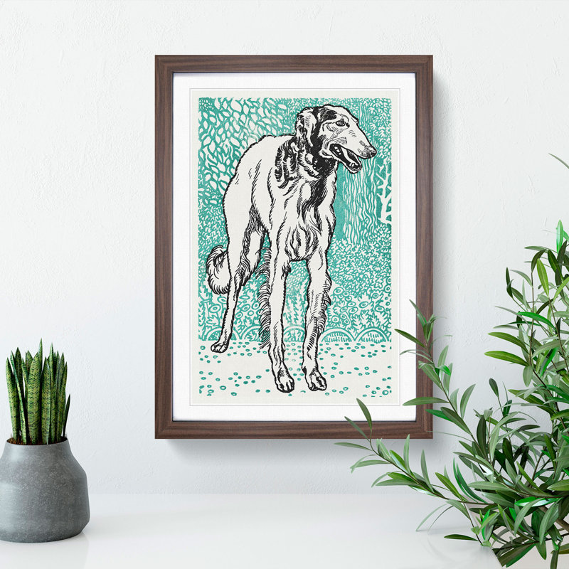 Greyhound Vol.2 by Moriz Jung - Picture Frame Painting, 65cm H x 48cm W x 2cm D, Walnut Framed