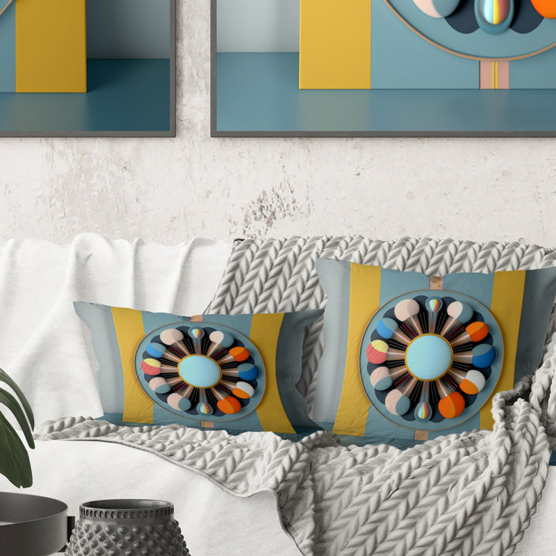 Coussin circulaire aux tons pastel IV - Coussin décoratif à imprimé géométrique abstrait