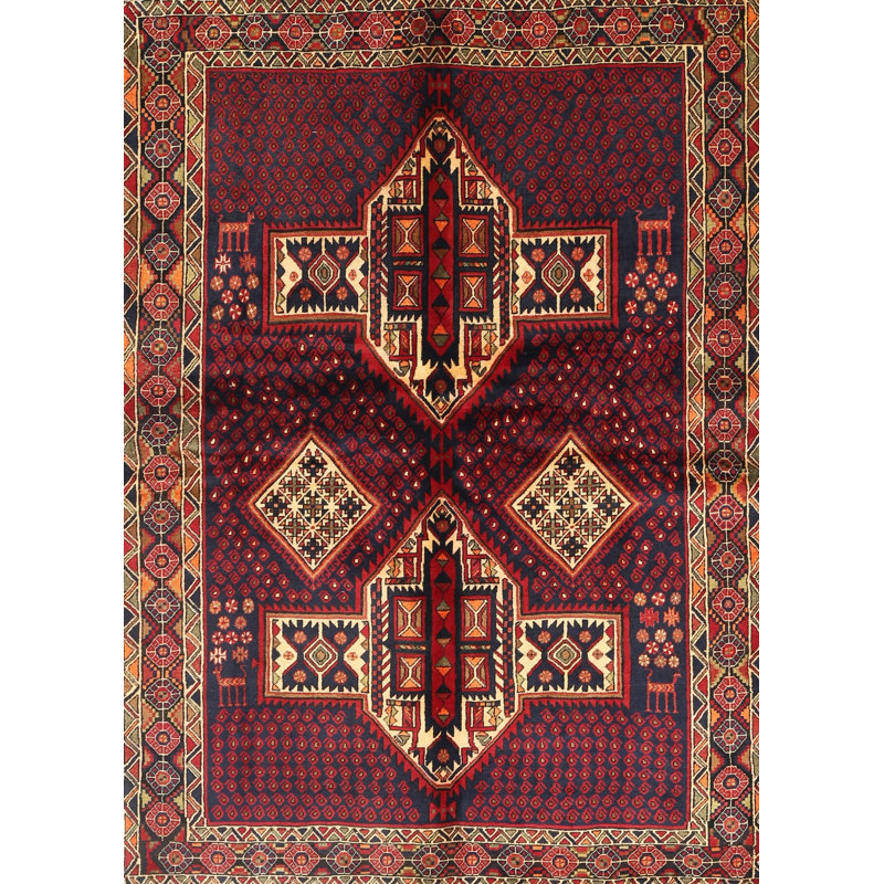 Tapis rouge / beige Southwestern, Rectangle 6 pi x 9 pi