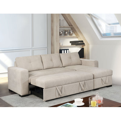 Canapé-lit et méridienne réversible en chenille large de 101 po Beeston