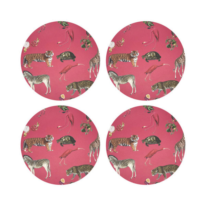 Exotix Vegan Leather Round Placemats, Cherry