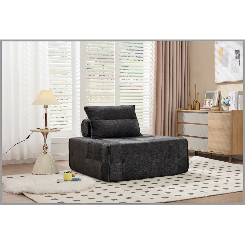 Canapé modulaire à assise profonde avec dossier réglable - Canapé compressé en chenille de 39,37 po pour le salon, la chambre à coucher, le salon (2 pièces), rose