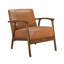 Chaise d'appoint rembourrée en similicuir brun avec structure en bois d'hévéa massif et rembourrage à ressorts ensachés