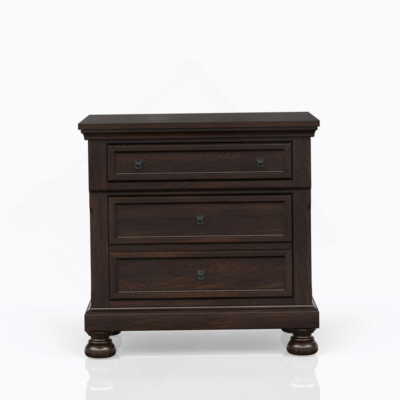 Dark Cherry Nightstand Two Drawer