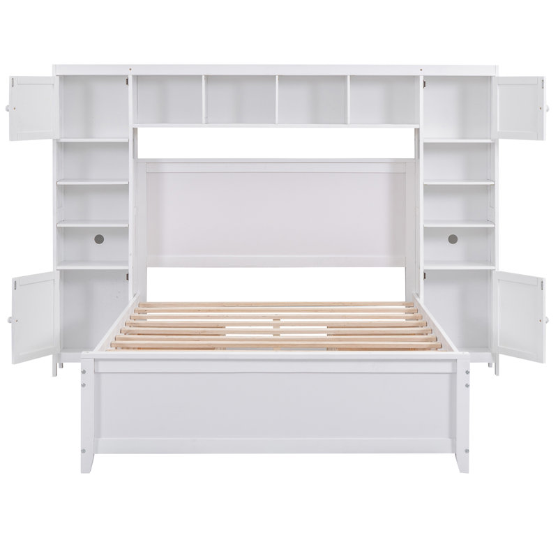 Solid Wood Bookcase Bed, White