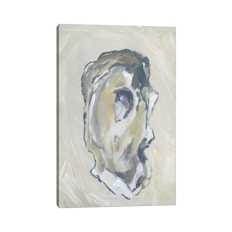 Giclée beige sur toile tendue avec huître I, H 26 po x l 18 po