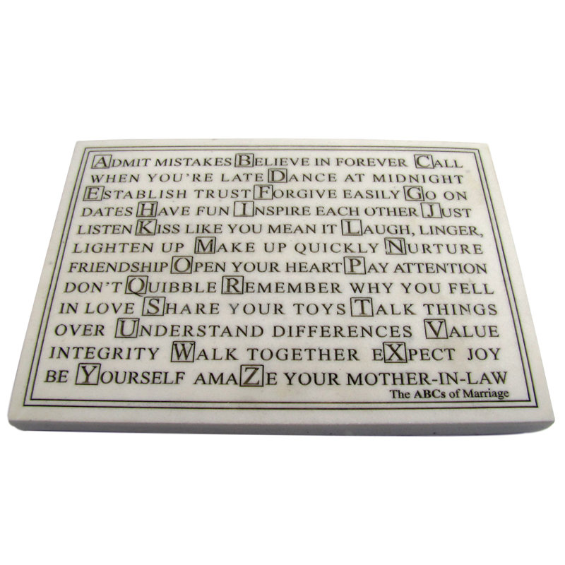 New ABC's Alphabet Of Motherhood Marble Finish Plaque with Stand New ABC's Alphabet Of Motherhood Marble Finish Plaque with Stand