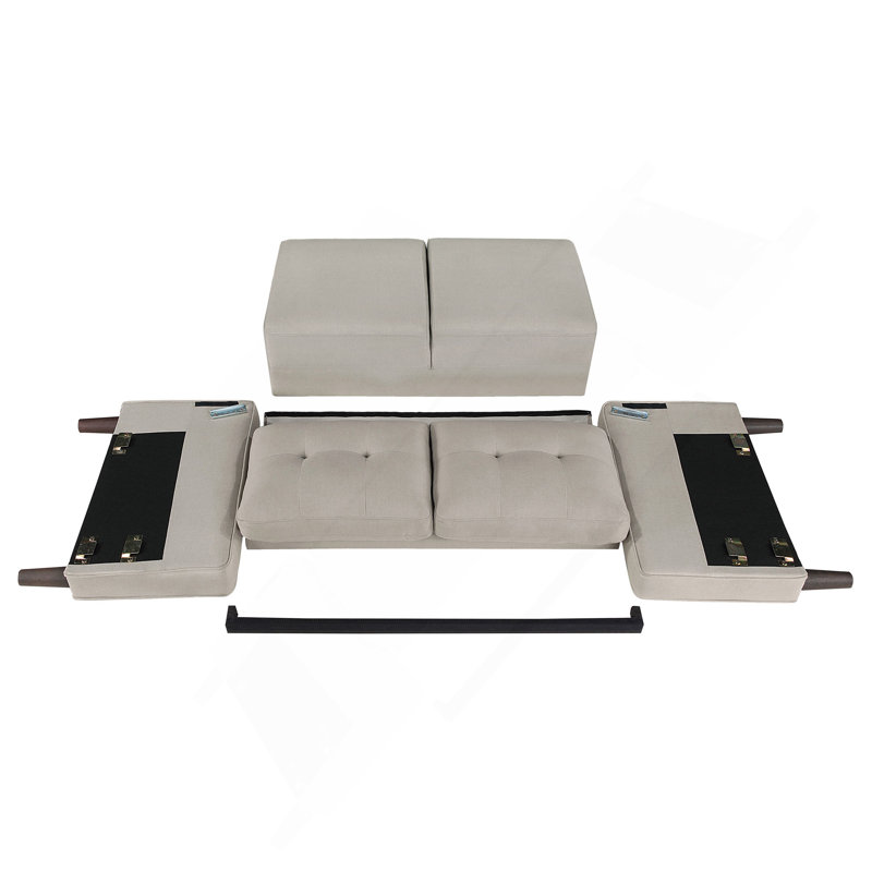 Harvey Beige 2-Piece Upholstered Tufted Sofa Set