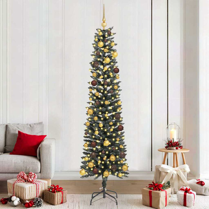 Lighted Artificial Christmas Tree, 210cm H, Green