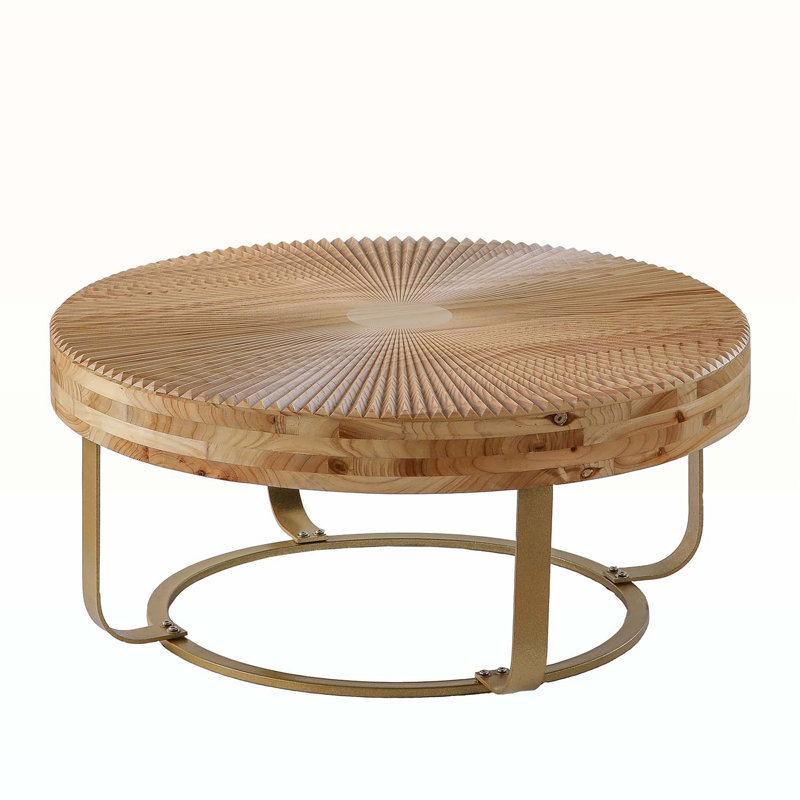 31.5" Round Wood Coffee Table, Gold