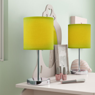 Amandev Simple Designs Mini Basic Table Lamp with Drum Fabric Shade