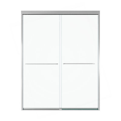 (NEW) 56"-60"W*72" H Semi-Frameless Double Sliding Shower Door, Bypass Shower Door, 1/4" (6mm) Thick SGCC Tempered Glass Door, Chrome