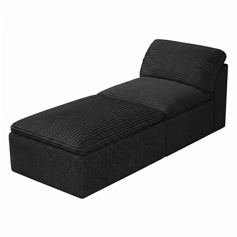 Modern 31"corduroy Single Sponge Sofa With Ottoman, Black Corduroy