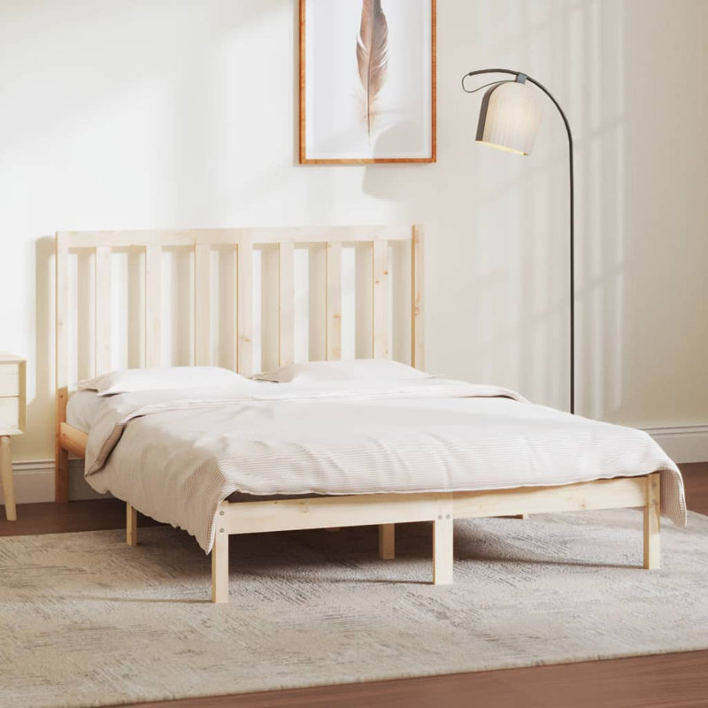 Bed Frame Solid Wood, Small Double (4'), Natural