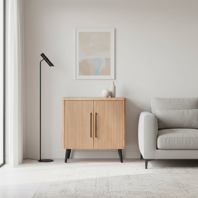 Armoire d'appoint cannelée 31 po - Mobilier de rangement moderne en érable | Idée cadeau, Érable