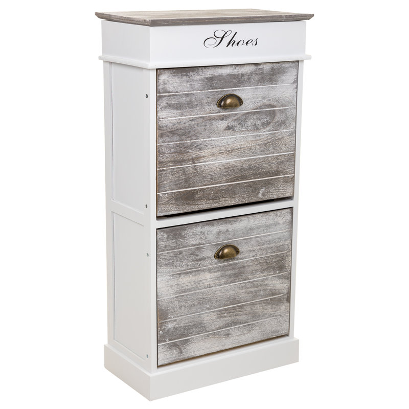 8 Pair Shoe Rack, Ash Grey/White