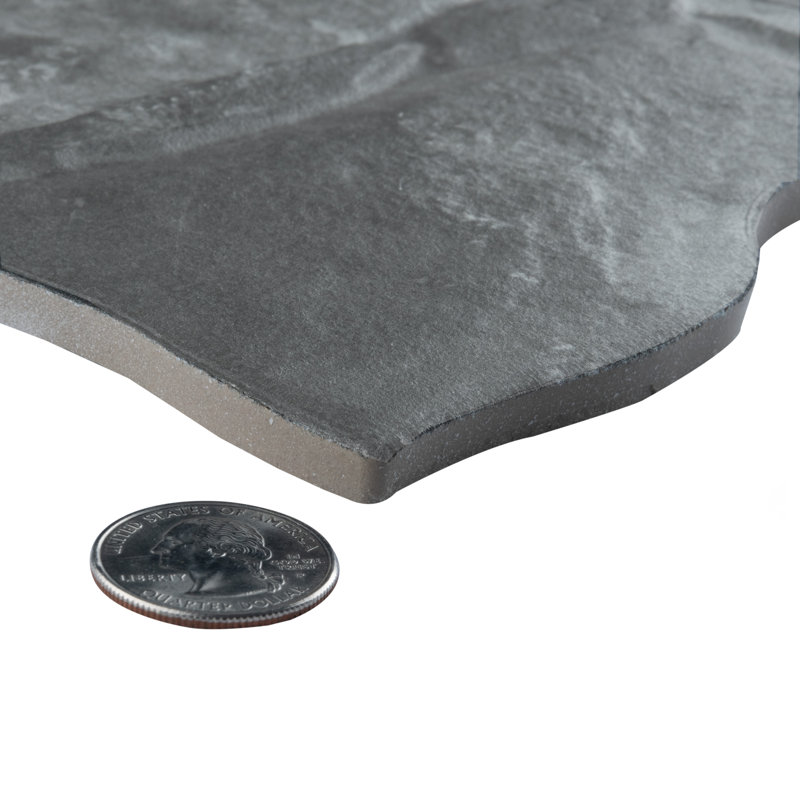 Caldera Vulcano 13" x 25" Porcelain Stone Look Wall & Floor Tile, Black
