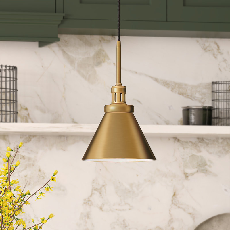 Luminaire suspendu conique à 1 lumière Zeno, Laiton