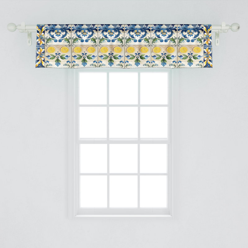 Sea Blue Mustard Green Satin Rod Pocket Valance