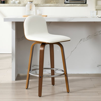 Tabouret de bar pivotant en noyer rembourré