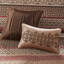 Literie réversible 5 pièces Red King - élégante feuille géométrique et médaillon, 100% avec revers de couleur unie, comprend 1 couvre-lit, 2 taies décoratives, coussins décoratifs, facile à entretenir-124253590