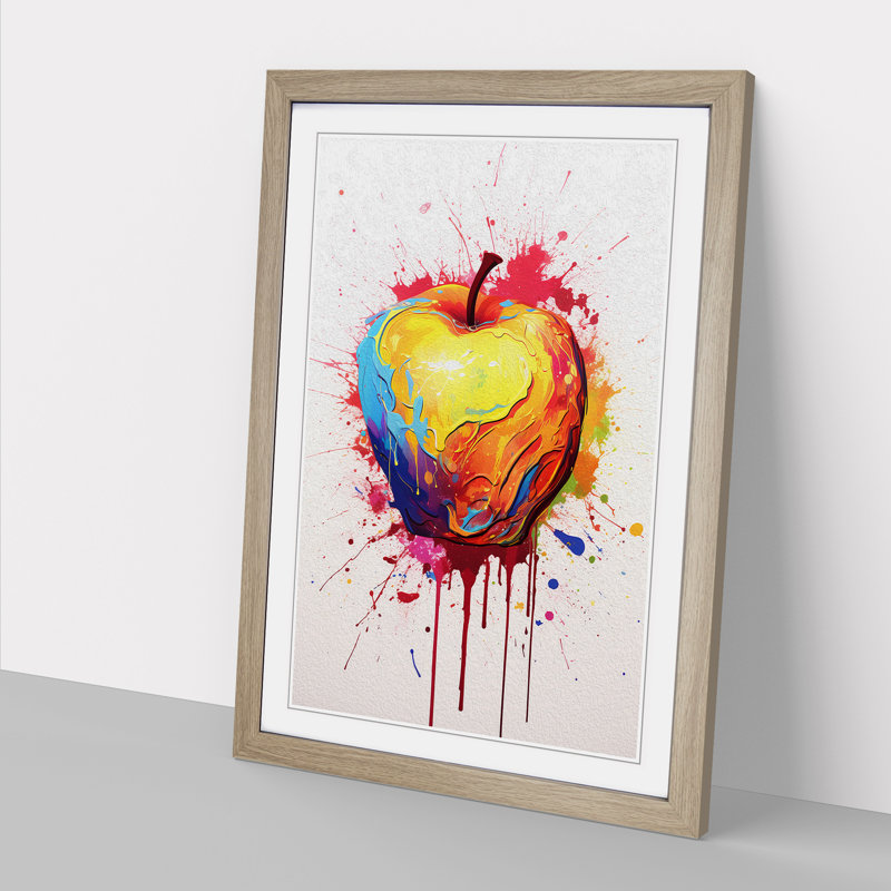 Apple Gestural - Framed Print, Oak , 64cm H x 46cm W x 2cm D