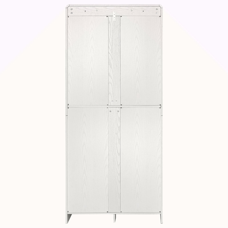 72" Tall Farmhouse Kitchen Pantry Cabinet With 8 Door Shelves, Curved Design Storage Cabinet With 3 Adjustable Shelves, Hidden Drawer, Versatile Cupboard For Kitchen, Dining & Bathroom