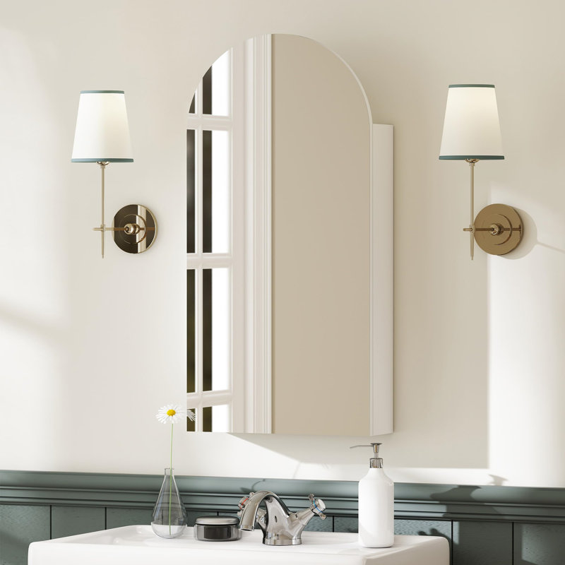 40mm W 80mm H Wall Mounted Required Framed Medicine Cabinet Mirror, White