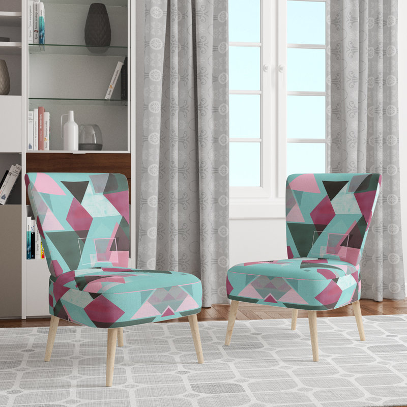 Chaise d'appoint rembourrée Geometric Hexagons, Pink Velvet