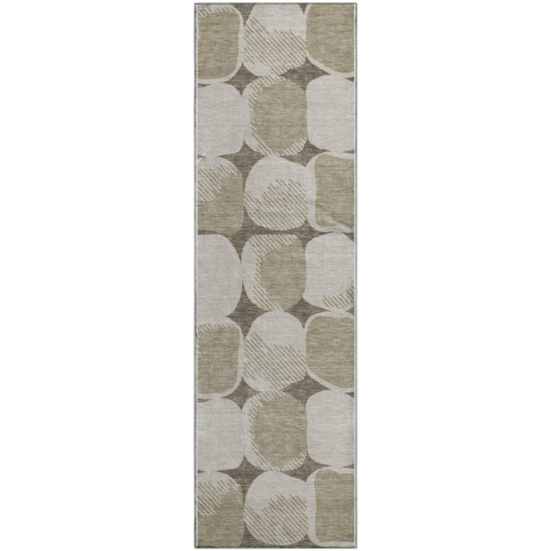 Premium Machine Washable Prisco Taupe Rug, Runner 2'3" x 7'6"