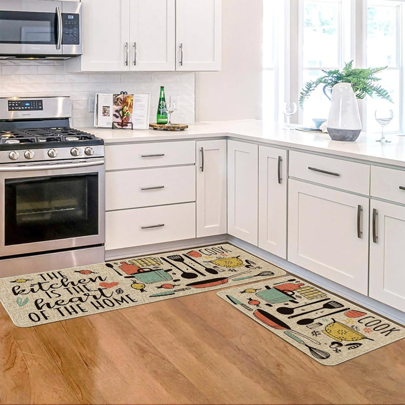 Ensemble de 2 tapis de cuisine, Beige