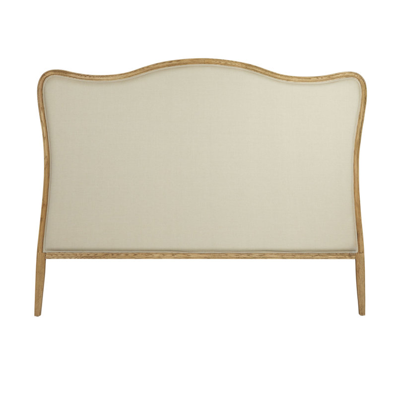 Elegant Oak Wood King-Size Headboard with Linen Upholstery, King