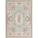 Hand-Knotted High-Quality Green and Ivory Area Rug