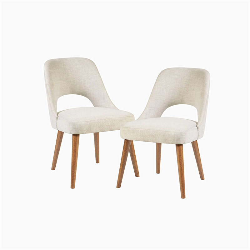 Dining Side Chairs, Set of 2, Brown, Cream