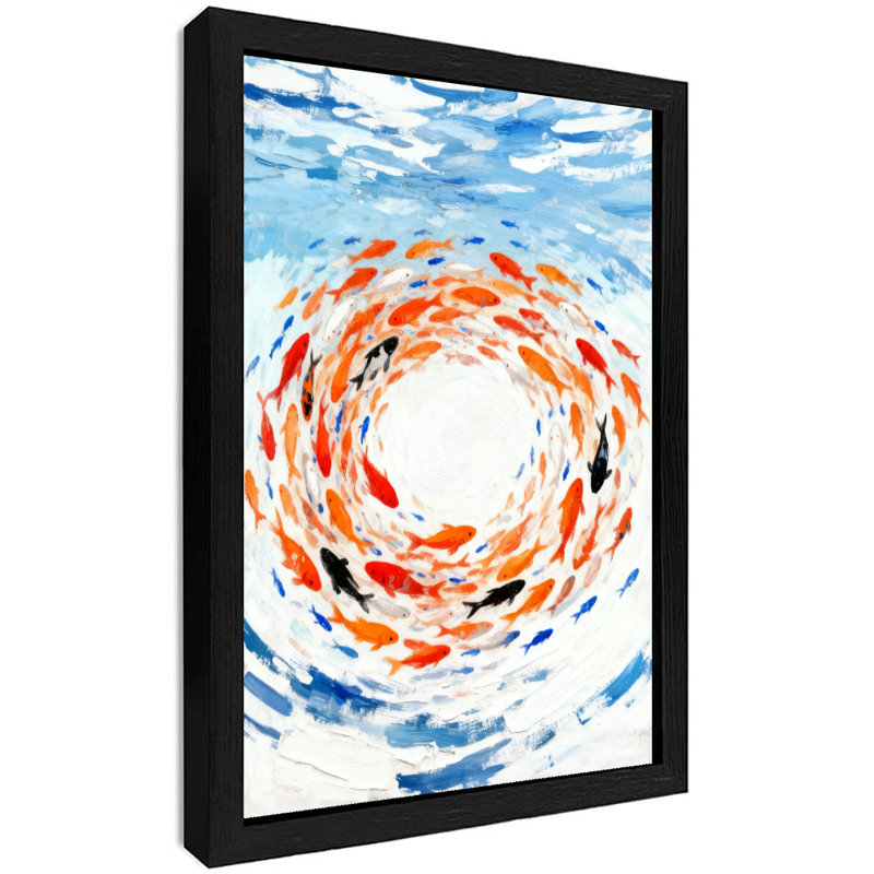 Reproduction d'art encadrée noire rétro petit vortex, H 37 po x l 25 po