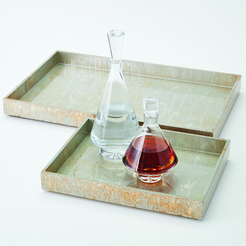 MDF Decorative Tray, 2.25" H x 18" D x 18" D, Champagne Silver